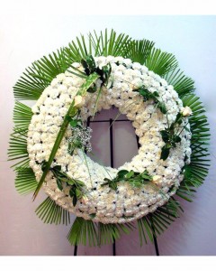 Corona de Flores aro textural circular blanca-552