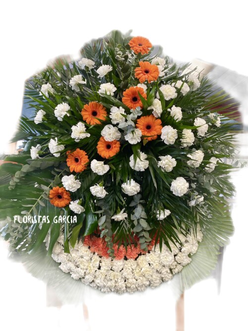Corona de Flores circular blanco y naranja